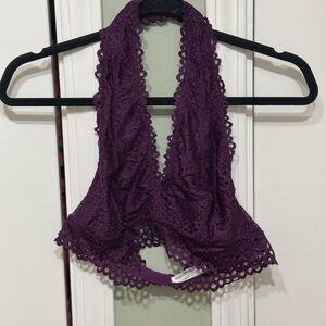 Purple Lace Halter Bralette